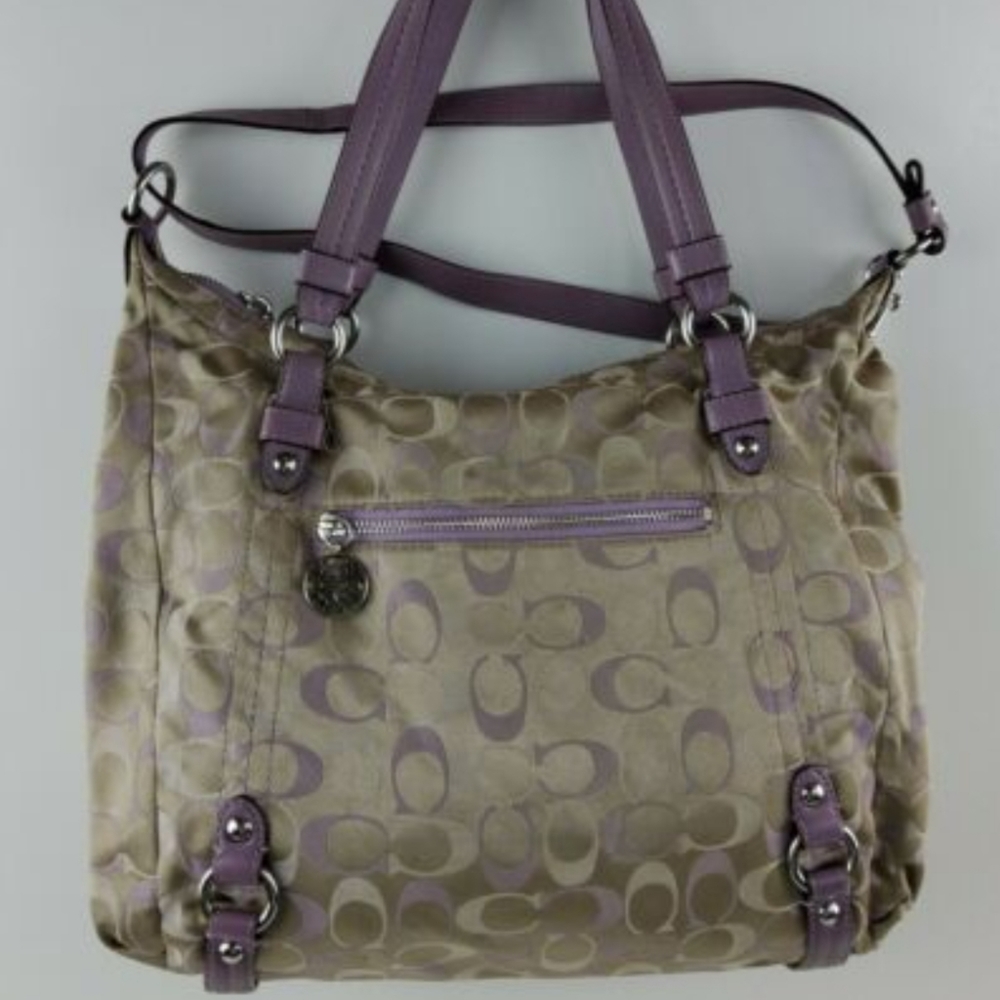 Coach Alexandra F17580 Convertible Shoulder Handbag Purse Grey/ Lilac